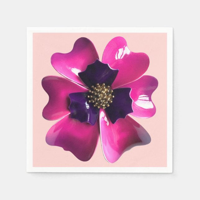 Serviette En Papier Fleur Tropicale - Épingle d'Orchidée Exotique Rose (Devant)
