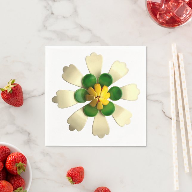 Serviette En Papier Fleur tropicale Florale Printemps Été Mariage MOD (En situation)