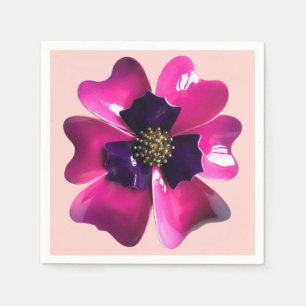 Serviette En Papier Fleur Tropicale - Orchidée Exotique Rose Violet Ép