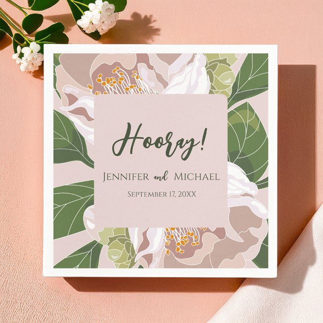 Serviette En Papier Fleur verdoyante et mariage élégant (Lush Flower and Greenery Elegant Wedding Napkins)