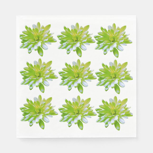 Serviette En Papier Fleur vert vert vert vert pâle marguerite (Devant)