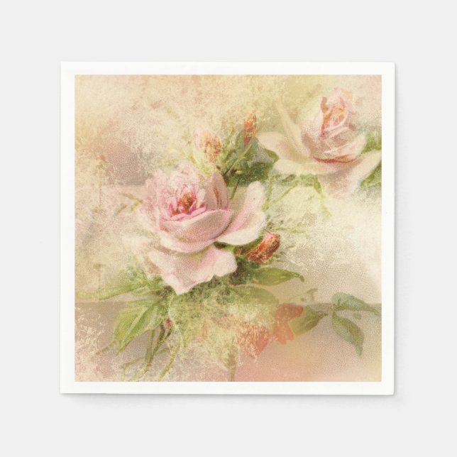 Serviette En Papier Fleur vintage rose rose (Devant)
