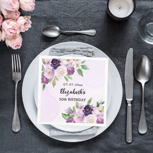 Serviette En Papier Fleur violet rose violet anniversaire