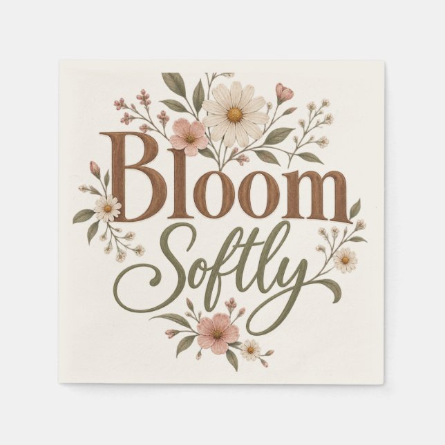 Serviette en papier fleurie Bloom Softly de Bloom (Devant)
