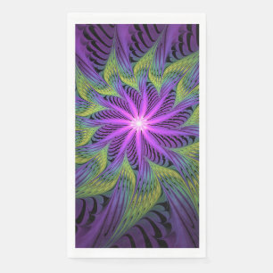Serviette En Papier Fleuron vert violet Art Abstrait fractal moderne