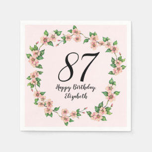 Serviette En Papier Fleurs 87e Anniversaire Joli Rose Pâle