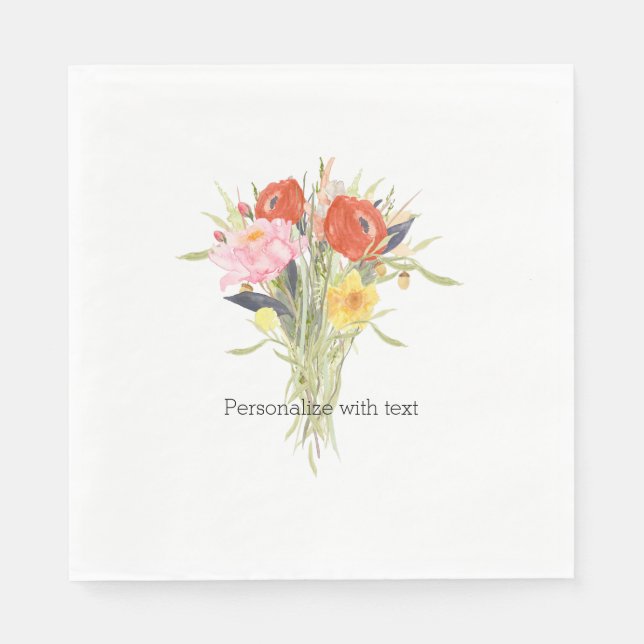 Serviette En Papier Fleurs à l'aquarelle (Devant)