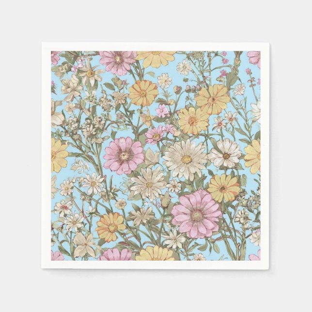 Serviette En Papier Fleurs à l'atmosphère printanière (Devant)