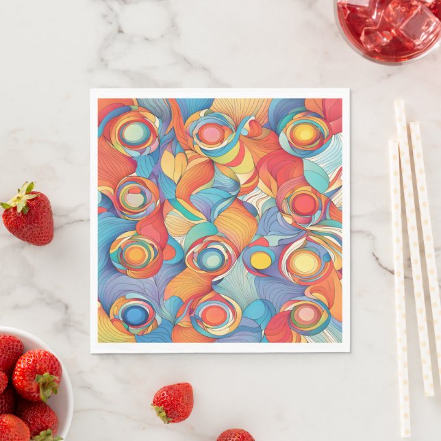 Serviette En Papier Fleurs Abstraites (En situation)