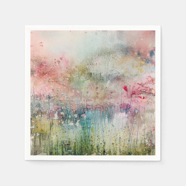 Serviette En Papier Fleurs Abstraites à l'Encre Alcoolique  (Devant)