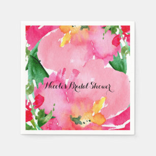 Serviette En Papier Fleurs Aquarelle Rose Fleurie Été Baby Shower Mari