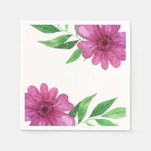 Serviette En Papier Fleurs Aquarelle Rose Floral Mariage Printanier