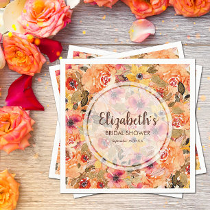 Serviette En Papier Fleurs aquarelles d'automne Baby Shower de mariage