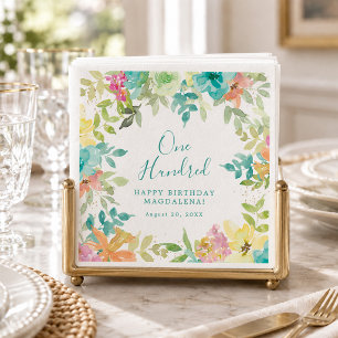 Serviette En Papier Fleurs aquarelles d'été personnalisées pour les 10