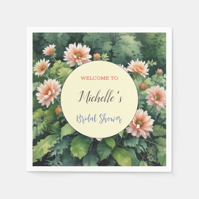 Serviette En Papier Fleurs aquarelles douces Baby Shower de mariage  (Devant)