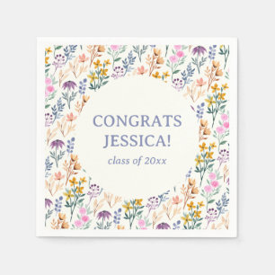 Serviette En Papier Fleurs aquarelles Fête de fin d'études de fleurs s