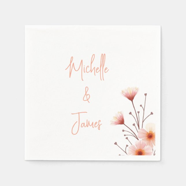 Serviette En Papier Fleurs aquarelles professionnelles tendance (Devant)