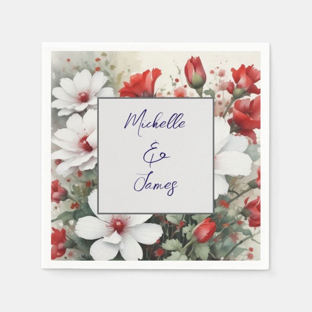 Serviette En Papier Fleurs aquarelles professionnelles tendance modern (Devant)