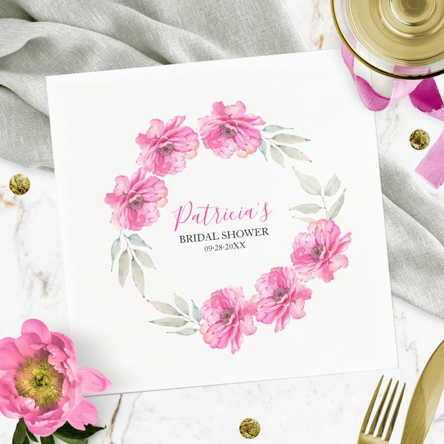Serviette En Papier Fleurs aquarelles roses simples pour douche de mar (Créateur téléchargé)