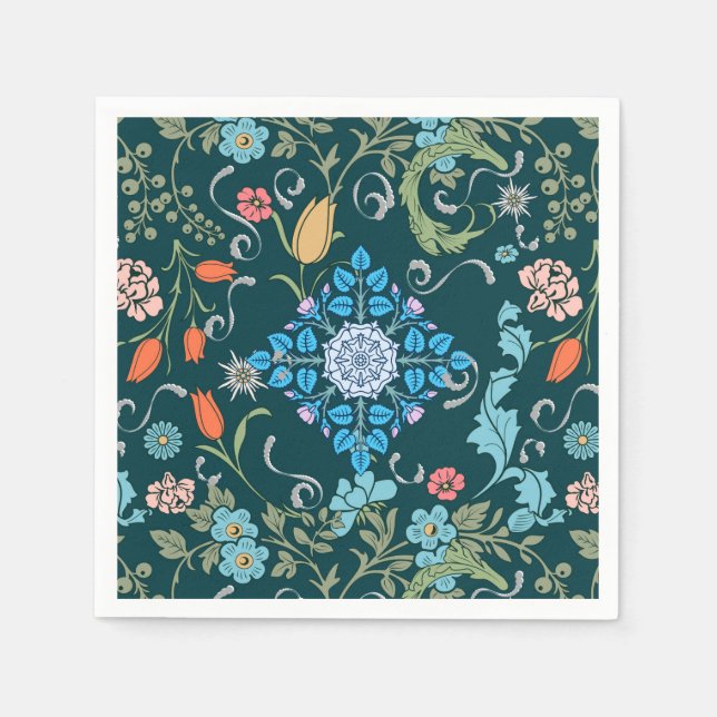 Serviette En Papier Fleurs, Art nouveau, style William Morris (Devant)