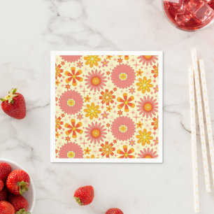 Serviette En Papier Fleurs atomiques rétro avec anniversaire de starbu