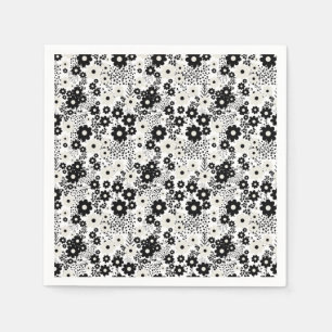 Serviette En Papier Fleurs beige et noire