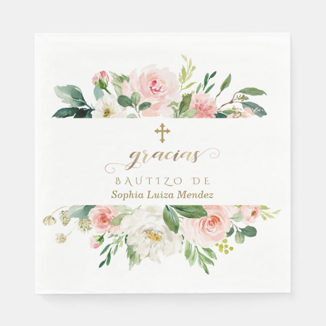 Serviette En Papier Fleurs blanches blanches blanches d'ivoire d'Espag (Devant)