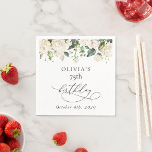Serviette En Papier Fleurs blanches, Fleurs crème, Boho, Anniversaire