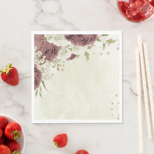 Serviette En Papier fleurs blanches roses poussiéreuses