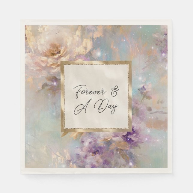 Serviette En Papier Fleurs blanches violettes d'or féminin (Devant)