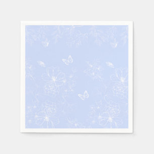 Serviette En Papier Fleurs bleu clair Motif, Floral, Minimaliste
