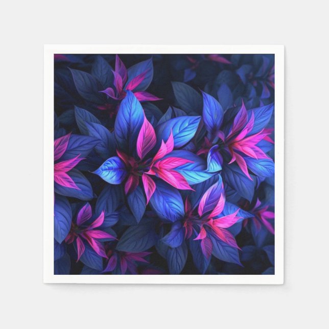Serviette En Papier Fleurs bleues et violettes (Devant)
