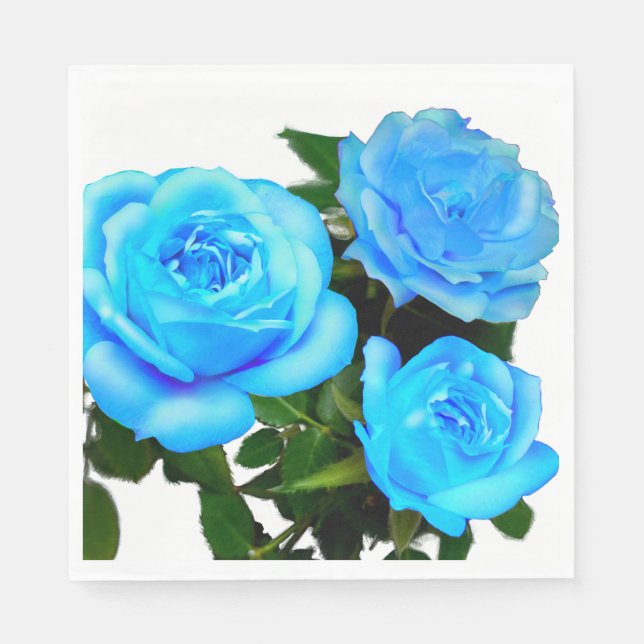 Serviette En Papier Fleurs bleues roses bleues (Devant)
