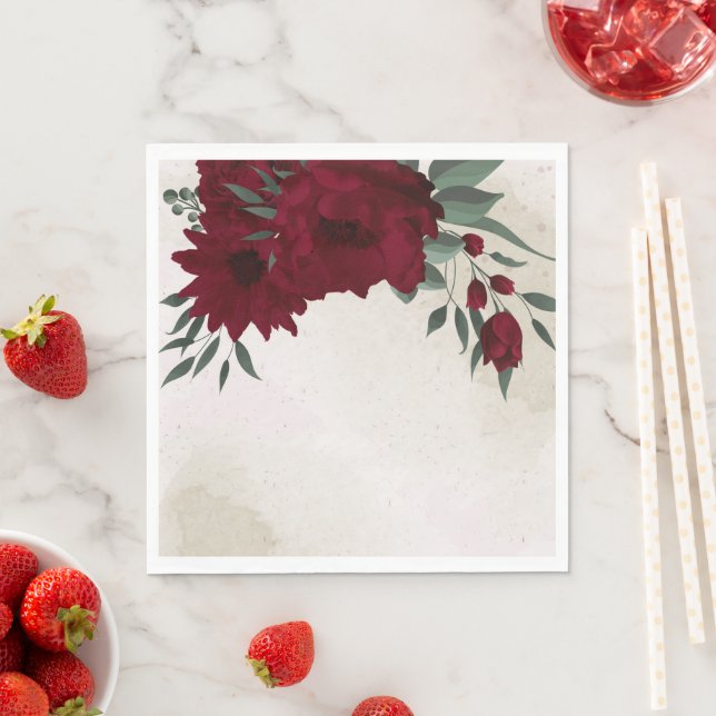 Serviette En Papier Fleurs bourguignonnes mariage (En situation)