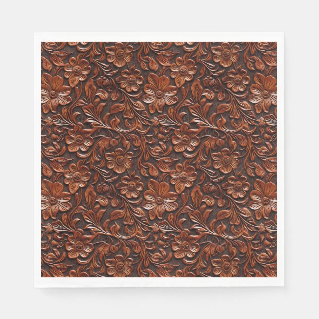 Serviette En Papier Fleurs Brown chaudes (Devant)