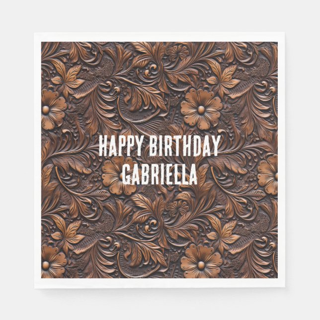 Serviette En Papier Fleurs Brown Western Cowgirl (Devant)