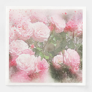 Serviette En Papier Fleurs Chou rose Rose Dîner en papier serviettes