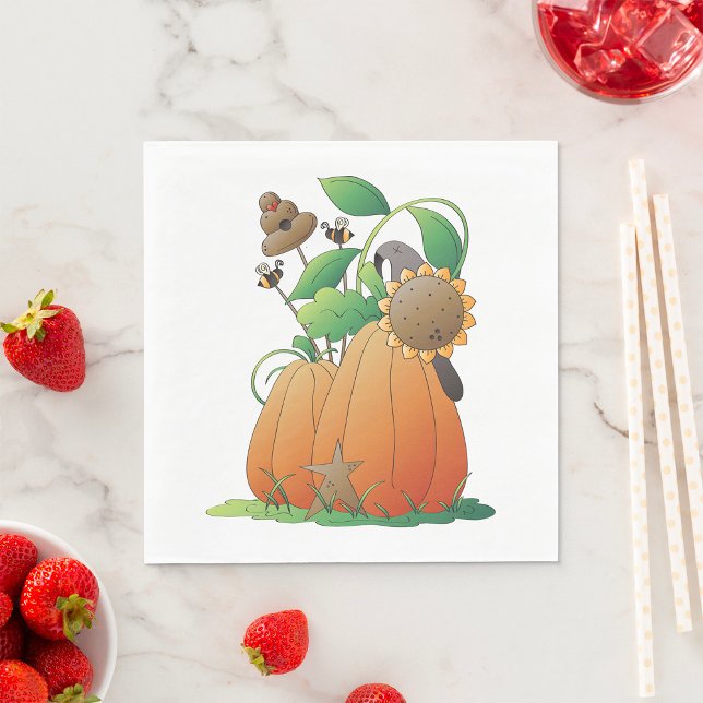 Serviette En Papier Fleurs citrouilles Et Abeilles (Créateur téléchargé)