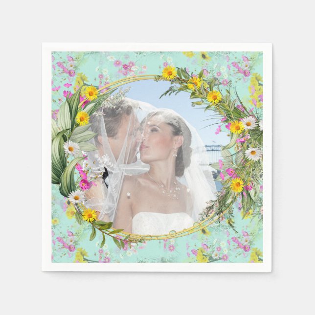 Serviette En Papier Fleurs classiques de la prairie rétro (Devant)