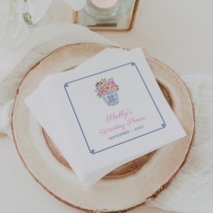 Serviette En Papier Fleurs Colorées Dans Un Pot À Gingembre Pour Une F