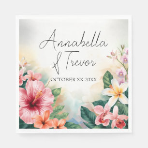 Serviette En Papier Fleurs Colorées Tropicales Hawaïennes Nom Personna