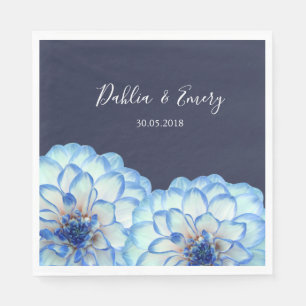 Serviette En Papier Fleurs Dahlia bleu marine bleu foncé mariage