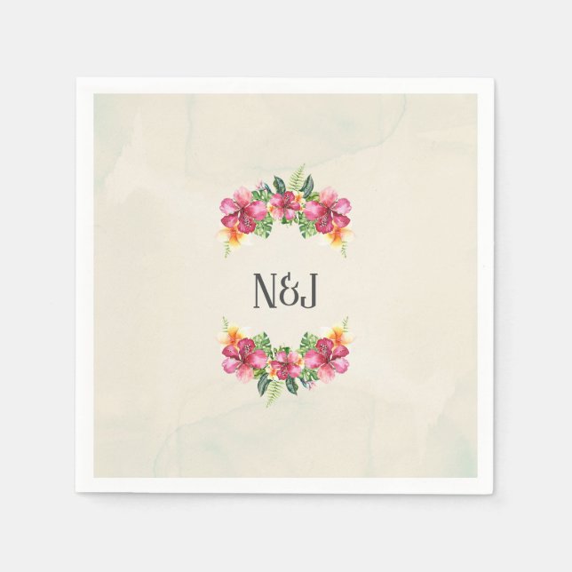 Serviette En Papier Fleurs d'Aloha Tropical Fête de Luau Botanique Flo (Devant)