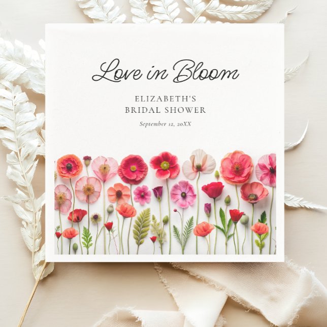 Serviette En Papier Fleurs d'amour Fête de mariage champêtre (Créateur téléchargé)