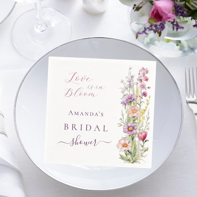 Serviette En Papier Fleurs d'amour rose violet Baby Shower (Créateur téléchargé)