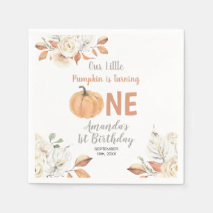 Serviette En Papier Fleurs d'anniversaire Citrouille Orange Rustique