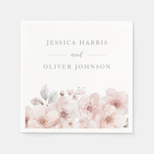 Serviette En Papier Fleurs d'Aquarelle Belle Mariage