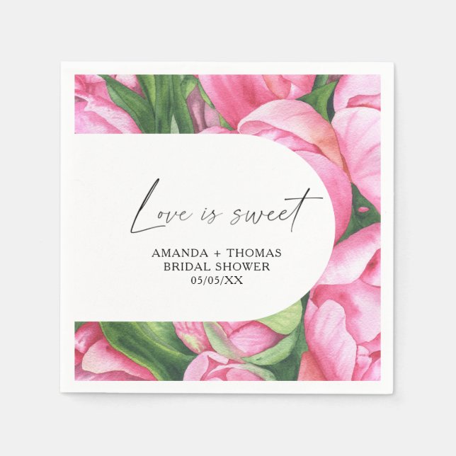 Serviette En Papier Fleurs d'aquarelle - Douche nuptiale (Devant)