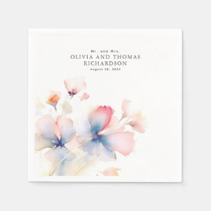 Serviette En Papier Fleurs d'aquarelle élégantes et délicates