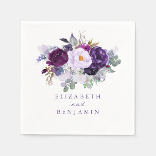 Serviette En Papier Fleurs d'aquarelle violette